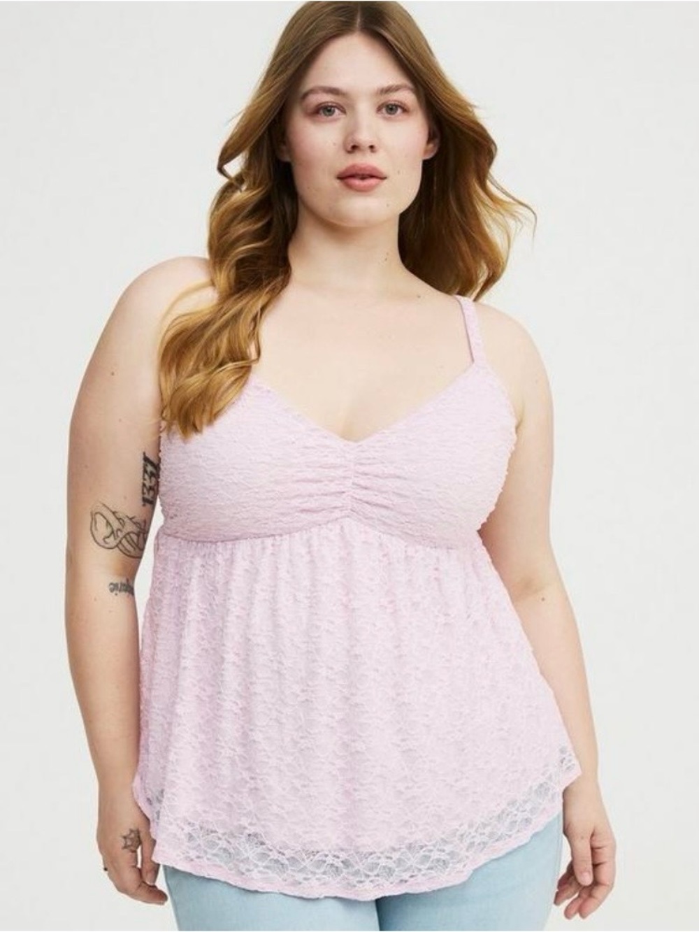 Torrid Light Pink Lace Trim Babydoll Camisole Top - Size 00 - Worn Once!